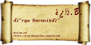 Ürge Bereniké névjegykártya